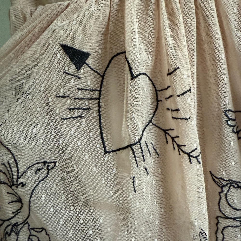 Express Pink Tulle Dress with Black Straps, Embroidered - Picture 7 of 11